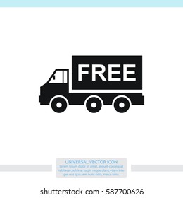 Truck vector icon. Free shipping sign.