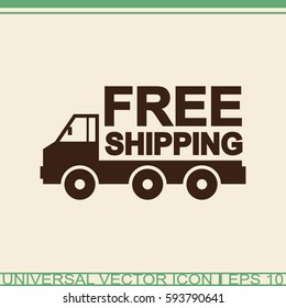 Truck vector icon. Free shipping sign.