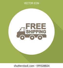 Truck vector icon. Free shipping sign.