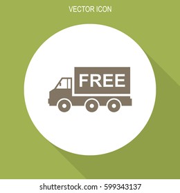 Truck vector icon. Free shipping sign.