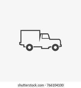 Truck vector icon on grey background