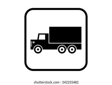 Truck vector icon on white background