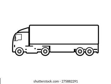 Truck vector icon on white background