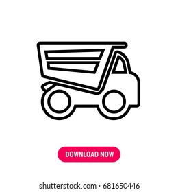 Truck vector icon, The outlined symbol of lorry. Simple, modern flat vector illustration for mobile app, website or desktop app   