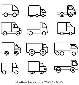 Truck vector icon set. Lorry illustration sign collection. Autotruck symbol or logo.