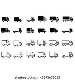 Truck vector icon set. Lorry illustration sign collection. Autotruck symbol or logo.