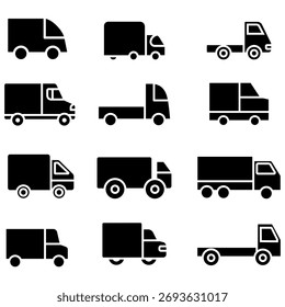Truck vector icon set. Lorry illustration sign collection. Autotruck symbol or logo.