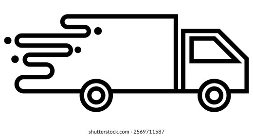 Truck vector icon set. Van, semi truck, delivery service logo collection isolated on white. Moving car line outline thin sign flat design. Logistics trucking business concept. Design Eps 10