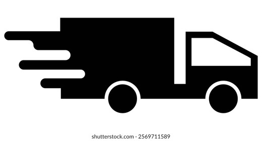 Truck vector icon set. Van, semi truck, delivery service logo collection isolated on white. Moving car line outline thin sign flat design. Logistics trucking business concept. Design Eps 10