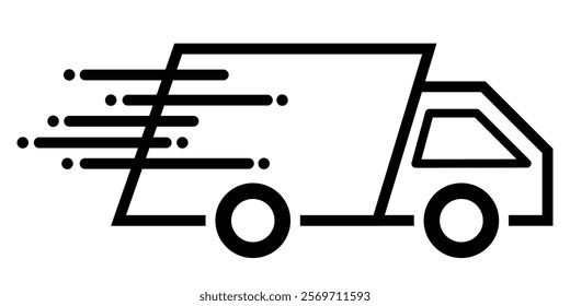 Truck vector icon set. Van, semi truck, delivery service logo collection isolated on white. Moving car line outline thin sign flat design. Logistics trucking business concept. Design Eps 10