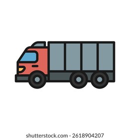 Truck vector icon in solid line style, simple and minimalist transport vehicle icon