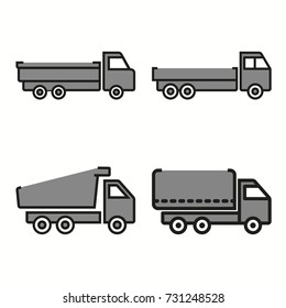 Truck vector icons set. black Illustration isolated for graphic and web design.