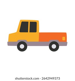 Truck vector image, truck clip art, clip art truck, yellow truck vector cartoon icon flat illustration