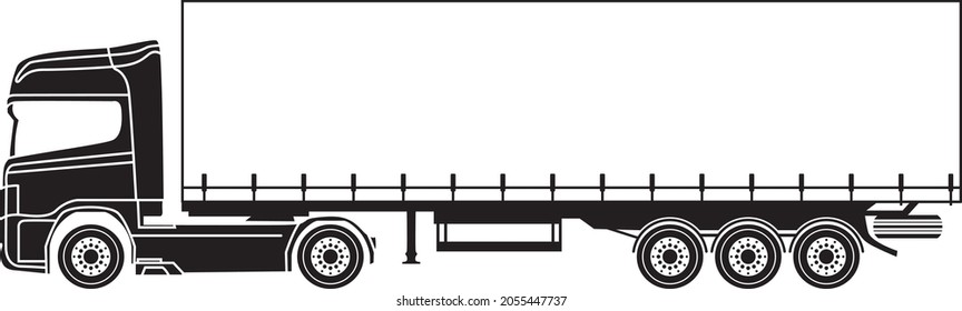 The truck. Vector isolated flat monochrome image. Image for the logo.