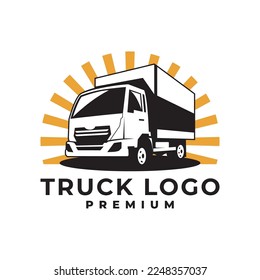 truck vector logo design. box truck logo