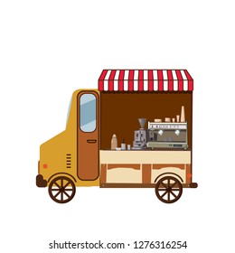 Truck vector template for car branding and advertising isolated on white. Side view, Van with stuff for Brand Identity street cafe and Fast-Food transport. Isolated, flat cartoon style