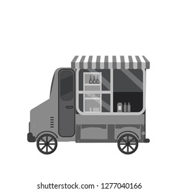 Truck vector template for car branding and advertising isolated on white. Side view, Van with stuff for Brand Identity street cafe and Fast-Food transport. Isolated, flat cartoon style