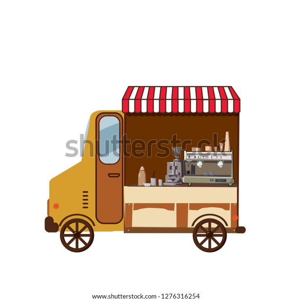 Truck\
vector template for car branding and advertising isolated on white.\
Side view, Van with stuff for Brand Identity street cafe and\
Fast-Food transport. Isolated, flat cartoon\
style
