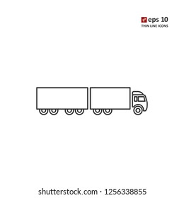 Truck - vector thin line icon on white background. Symbol for web, infographics, print design and mobile UX/UI kit. Vector illustration, EPS10.
