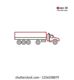 Truck - vector thin line icon on white background. Symbol for web, infographics, print design and mobile UX/UI kit. Vector illustration, EPS10.