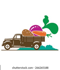 Truck with vegetable - carrot, potato, beet