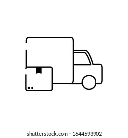truck vehicle cardboard box transport cargo delivery vector illustration line style icon