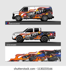 truck and vehicle Graphic vector. Racing background for vinyl wrap and decal