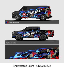 truck and vehicle Graphic vector. Racing background for vinyl wrap and decal