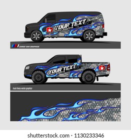 truck and vehicle Graphic vector. Racing background for vinyl wrap and decal