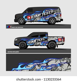 truck and vehicle Graphic vector. Racing background for vinyl wrap and decal