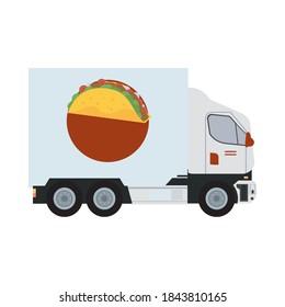 truck vehicle mockup with taco mexican food vector illustration design