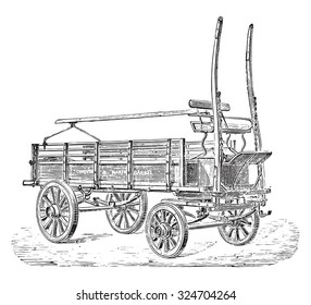 Truck, vintage engraved illustration. Industrial encyclopedia E.-O. Lami - 1875.
