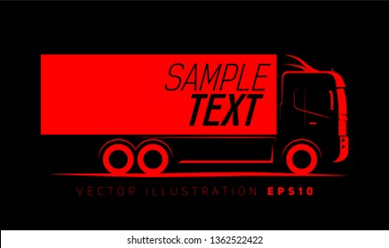 Truck Wagon Simple Side View Schematic Image On Black Background	