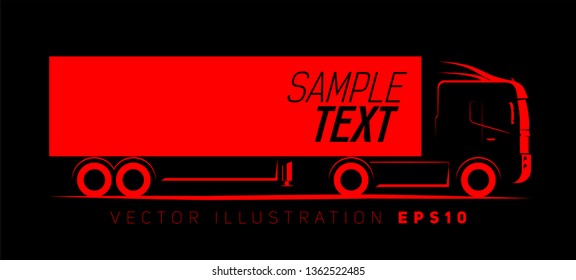 Truck Wagon Simple Side View Schematic Image On Black Background	