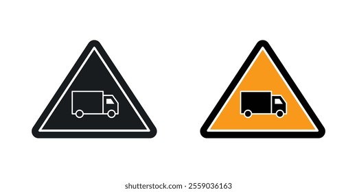 Truck warning sign vectors in black and colored version