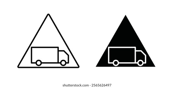 Truck warning signs set in black and white colors