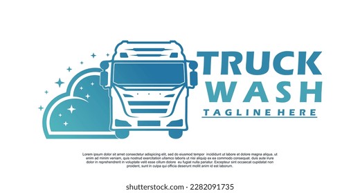 Truck wash cleaning logo design unique concept Premium Vector