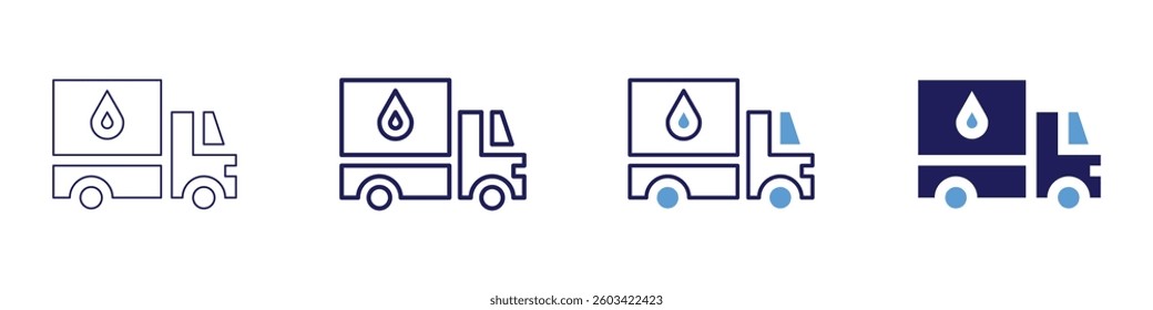 Truck washing icon in 4 different styles. Thin Line, Line, Bold Line, Duotone. Duotone style. Editable stroke.