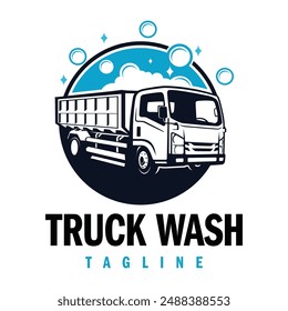 Truck washing logo design. Truck cleaning logo template.