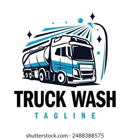 Truck washing logo design. Truck cleaning logo template.