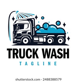 Truck washing logo design. Truck cleaning logo template.