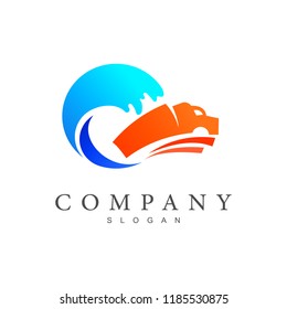truck + wave logo design
