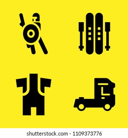 truck, wetsuit, warrior and ski vector icon set. Sample icons set for web and graphic design