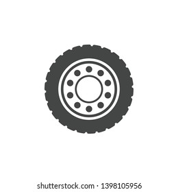 Truck wheel flat vector icon
