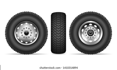 Truck wheels isolated on white background