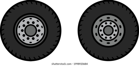 Truck wheels set that includes 2 different wheels. You can use in your works.