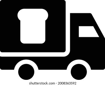 truck with white background. truck is a symbol of bakery .glyph flat icon.