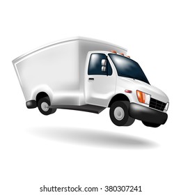 truck white delivery and  transport  , vector cartoon 