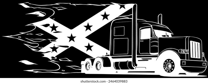 Truck in white line on black background