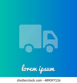 Truck White stroke fill with blue and green gradient background Icon / Logo Design